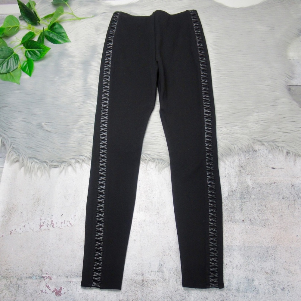 LYSSE Sedona Black Faux Leather Braided Sides Leggings Lace Up Women’s Size XS - Picture 3 of 11